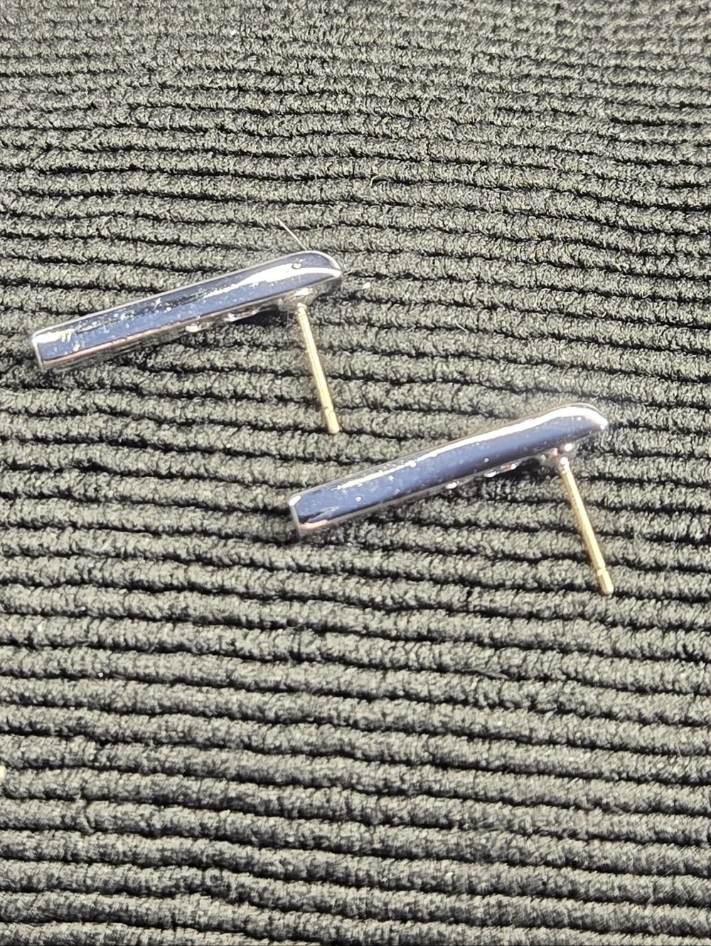 Swarovski Crystal Bar Stud Earrings Silver Tone Clear Pave